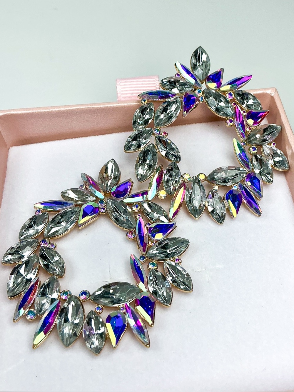 💖Aurora Crystal GoldTone Wreath Statement Earrings